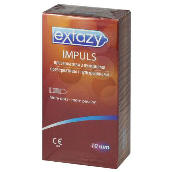 Презервативи латексні зі змазкою Extazy impuls (Екстезі) з пухирцями №10